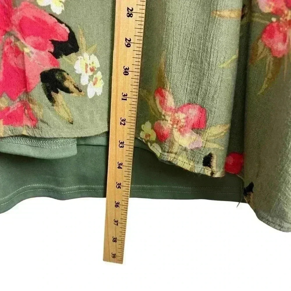 Cato Green Floral Kimono Sleeve V-Neck Rayon Knee Length Shift Dress Size XL - Picture 7 of 9